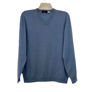 Gordon V Neck Blue Cashmere Sweater Mens XL Classic Preppy